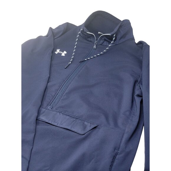 Under‎ Armour 1/2 Zip Lined Pull Over Jacket Windbreaker Navy Blue - Picture 3 of 6